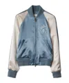 Burberry Ekd Satin Pilot Jacket In Blue