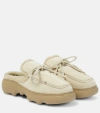 BURBERRY EKD SHEARLING-LINED SUEDE MULES