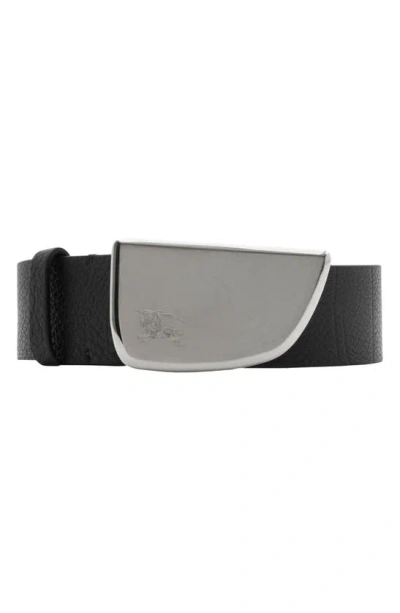 Burberry Ekd Shield Buckle Leather Belt In Black