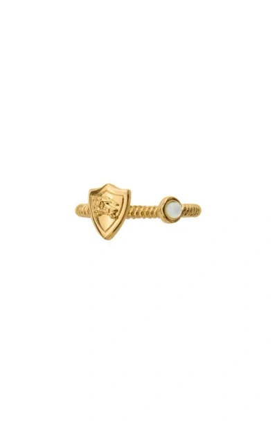 Burberry Ekd Shield Pearl Ring In Gold/pearl