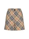 Burberry Check Ekd Drawstring Pull-on Shorts In Beige