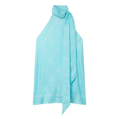 Burberry Ekd Silk Scarf Halterneck Top In Blue