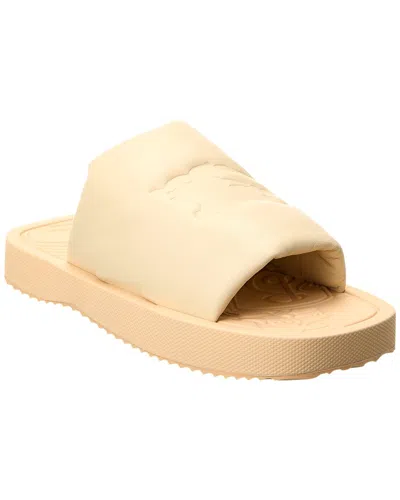 Burberry Ekd Slab Leather Slide In Yellow