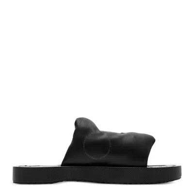 サンダル・ミュール Burberry LF Knight Slab Sandals- Burberry - Leather - Black Burberry Knight Slab Padded Slide Sandals In Black | ModeSens
