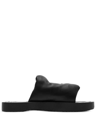 Burberry Knight Slab Padded Slide Sandals In Black