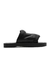 Burberry Knight Motif Ekd Slab Leather Slides In Black