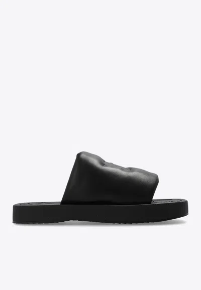 Burberry Knight Slab Padded Slide Sandals In Black