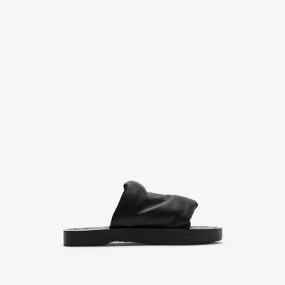 Burberry Ekd Slab Leather Slides In Black