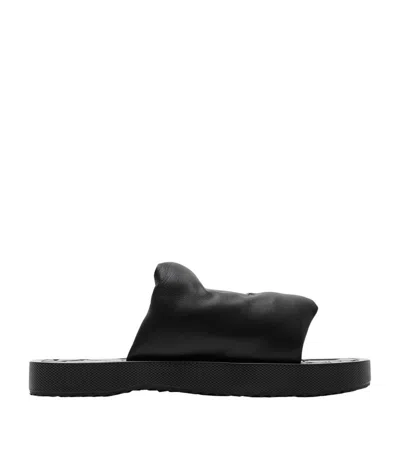 Burberry Knight Slab Padded Slide Sandals In Black