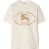 Burberry Beige Crewneck T-shirt With Maxi Logo On The Front In Cotton Man In White