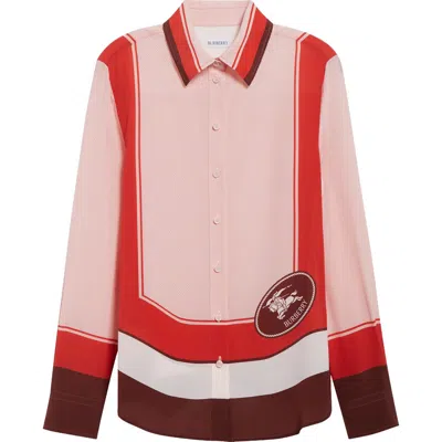 BURBERRY BURBERRY EKD STAMP SILK CRÊPE DE CHINE BUTTON-UP SHIRT