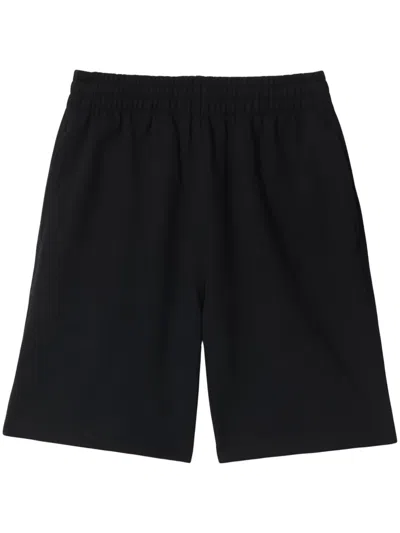 Burberry Equestrian Knight-motif Cotton Shorts In Black