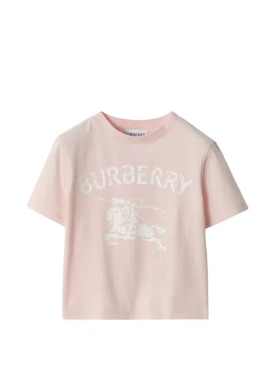 Burberry Babies' Ekd Stretch Cotton T-shirt In Pink