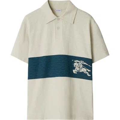 Burberry Ekd Striped Polo Shirt In Plaster