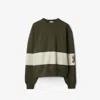 Burberry Ekd-print Stripe-detail Cotton Sweatshirt In Loch