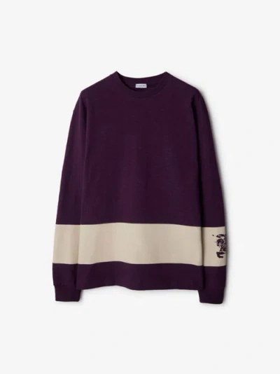 Burberry Purple Ekd Stripe Long Sleeve T-shirt In Loch