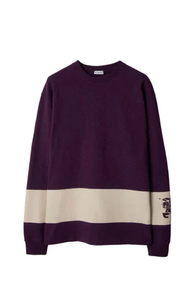 Burberry Purple Ekd Stripe Long Sleeve T-shirt In Loch