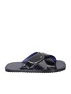 Burberry Ekd Stripe Shield Sandals In Black