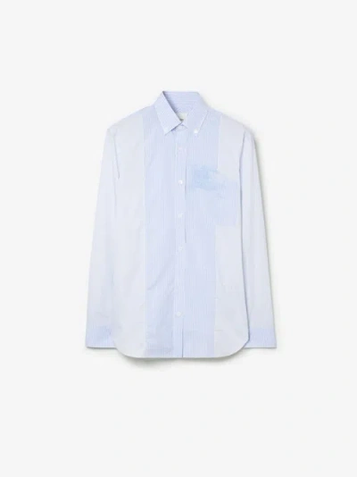 Burberry Ekd Striped Cotton Formal Shirt In White