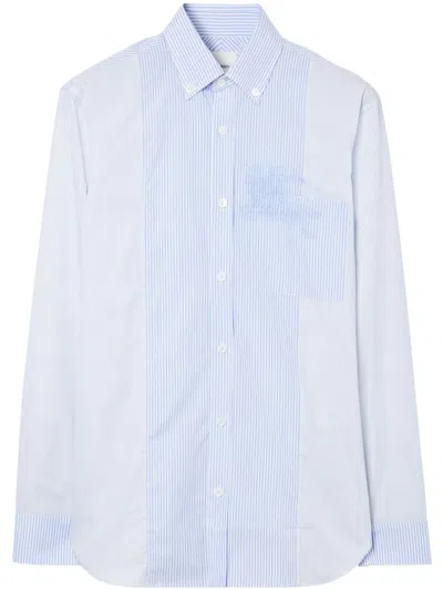 Burberry Ekd Striped Cotton Shirt In Blue