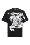Burberry Black T-shirt With Contrasting Equestrian Knight Print In Cotton Man In Black