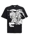 Burberry Black T-shirt With Contrasting Equestrian Knight Print In Cotton Man In Black