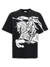 Burberry Black T-shirt With Contrasting Equestrian Knight Print In Cotton Man