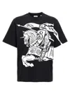 Burberry Black T-shirt With Contrasting Equestrian Knight Print In Cotton Man In Black