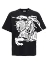 Burberry Black T-shirt With Contrasting Equestrian Knight Print In Cotton Man In Black