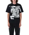 Burberry Black T-shirt With Contrasting Equestrian Knight Print In Cotton Man In Black