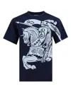 Burberry Logo Printed Crewneck T-shirt In Blue