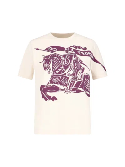 Burberry 'ekd' T-shirt In Cream