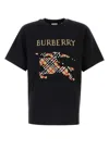 Burberry Logo-embroidered Cotton-jersey T-shirt In Black