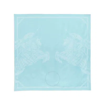Burberry Ekd Twin Knights Print Silk Scarf In Blue