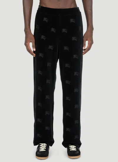 Burberry Ekd Velvet Jogging Pants In Black