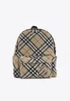 Burberry Check Pattern Backpack With Front Pocket In Multi