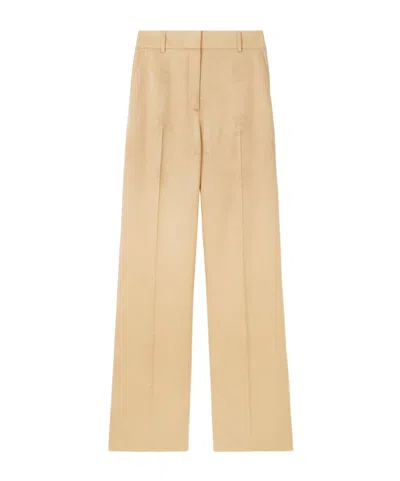 Burberry Ekd Wide-leg Silk Trousers In Nude