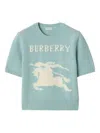 Burberry Wool-cashmere Short-sleeve Ekd Sweater In Blue