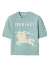 Burberry Wool-cashmere Short-sleeve Ekd Sweater In Blue