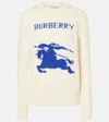 Burberry Ekd Intarsia Knit Wool Sweater In White