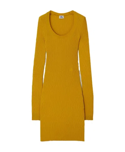 BURBERRY BURBERRY LONG SLEEVED RIBBED-KNIT MIDI DRESS