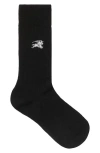 Burberry Everyday Ekd Embroidered Wool Blend Crew Socks In Black