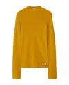 Burberry Crew Neck Wool Blend Pullover In Brown