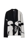 Burberry Ekd Wool Cardigan In Black/chalk