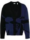 Burberry Ekd Wool Cardigan In Blau