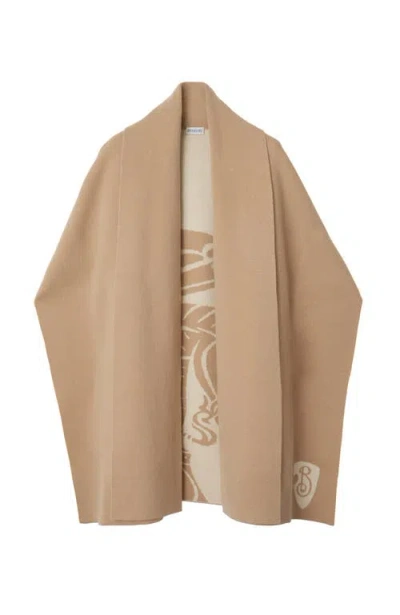 Burberry Ekd Wool And Cashmere Blend Cape In Cracker