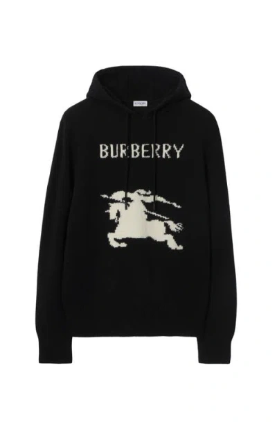 Burberry Ekd Wool Cashmere Hoodie In Black