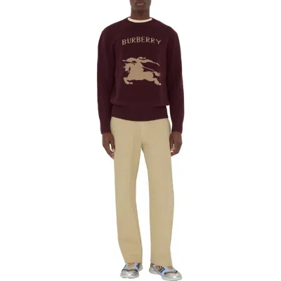 Burberry Logo-jacquard Wool And Cashmere-blend Sweater In Burgundy