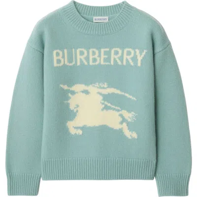 Burberry Kids'  Childrens Ekd Wool Cashmere Sweater In Blue