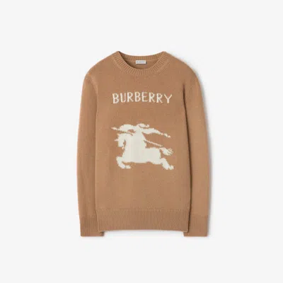 Burberry Wool And Cashmere Pullover With Ekd In Brown